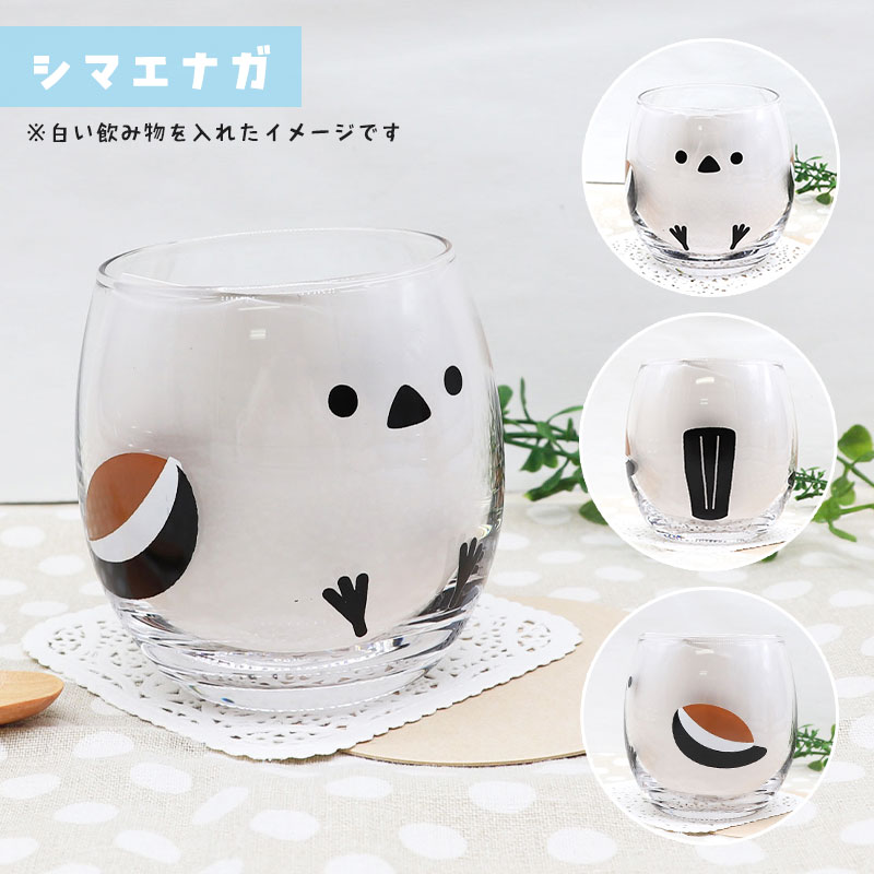 ことりグラス ★ スズメ シマエナガ ◆◆ことり すずめ 雀 キッチン雑貨 カップ ハンドメイド【DECOLE】