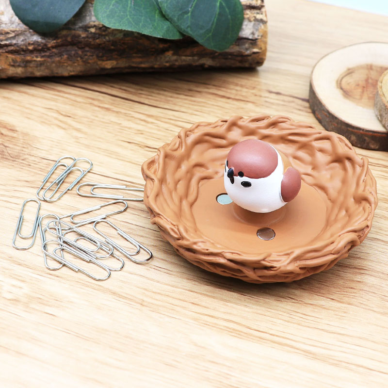 鳥の巣クリップホルダー ★ スズメ シマエナガ ◆◆ことり すずめ 雀 文房具　ステーショナリー カップ ハンドメイド【DECOLE】