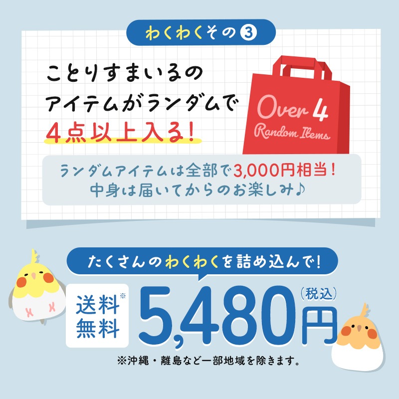 わくわく！夏のことり福袋2026★オカメインコ 全2柄 オカメルチノー オカメノーマル★小鳥グッズ 小鳥雑貨 雑貨 福袋 ハッピーバッグ ハッピーパック 夏の福袋 プレゼント ギフト 限定品 福袋 2026年 夏季