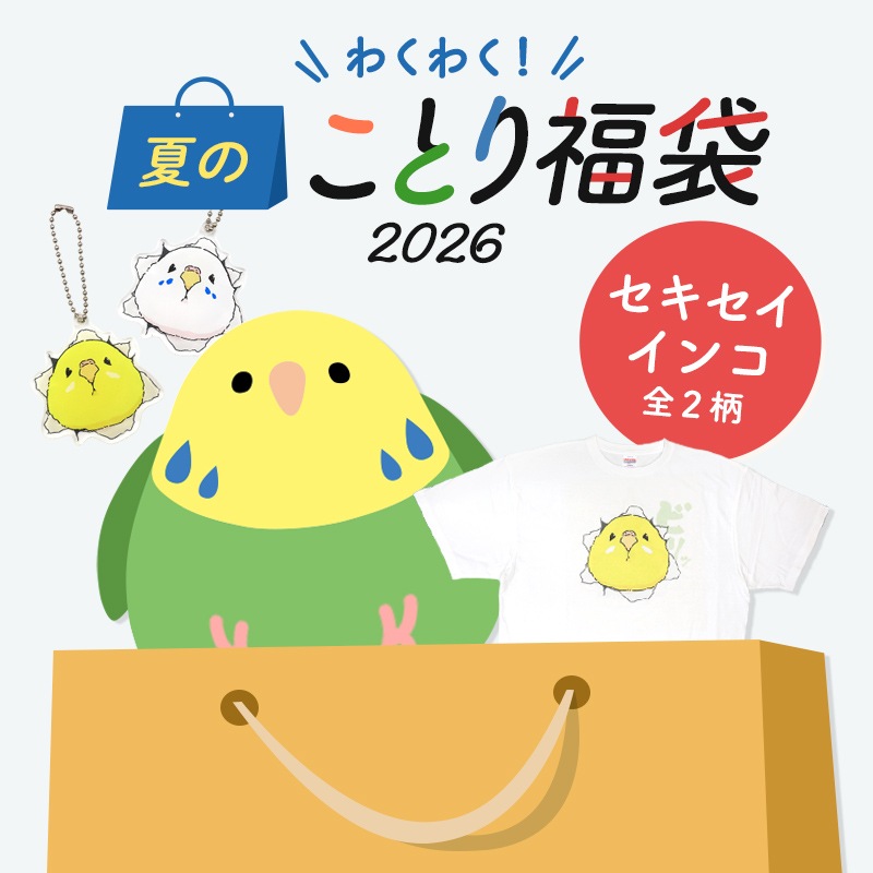 わくわく！夏のことり福袋2026★セキセイインコ 全2柄 セキセイ ブルー×ホワイト セキセイ グリーン×イエロー★小鳥グッズ 小鳥雑貨 雑貨 福袋 ハッピーバッグ ハッピーパック 夏の福袋 プレゼント ギフト 限定品 福袋 2026年 夏季