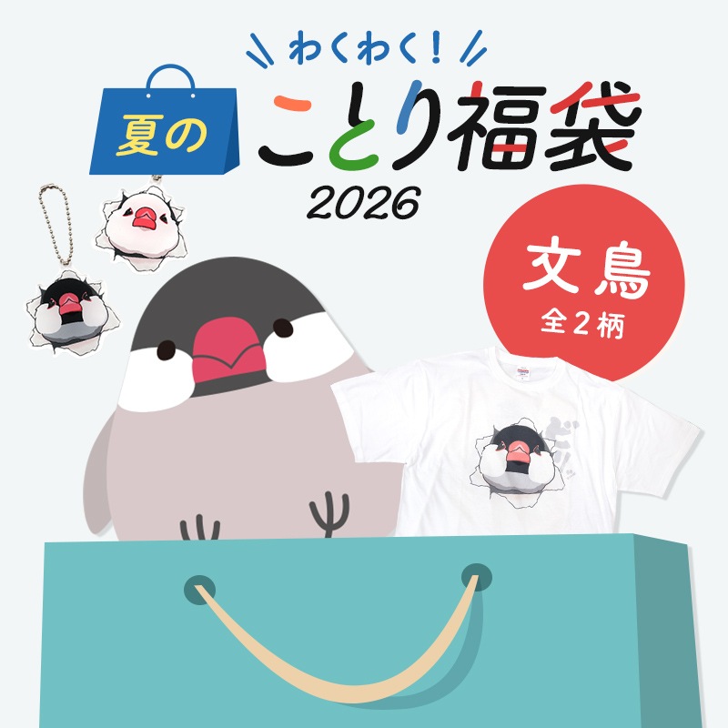 わくわく！夏のことり福袋2026★文鳥 全2柄 桜文鳥 白文鳥★小鳥グッズ 小鳥雑貨 雑貨 福袋 ハッピーバッグ ハッピーパック 夏の福袋 プレゼント ギフト 限定品 福袋 2026年 夏季