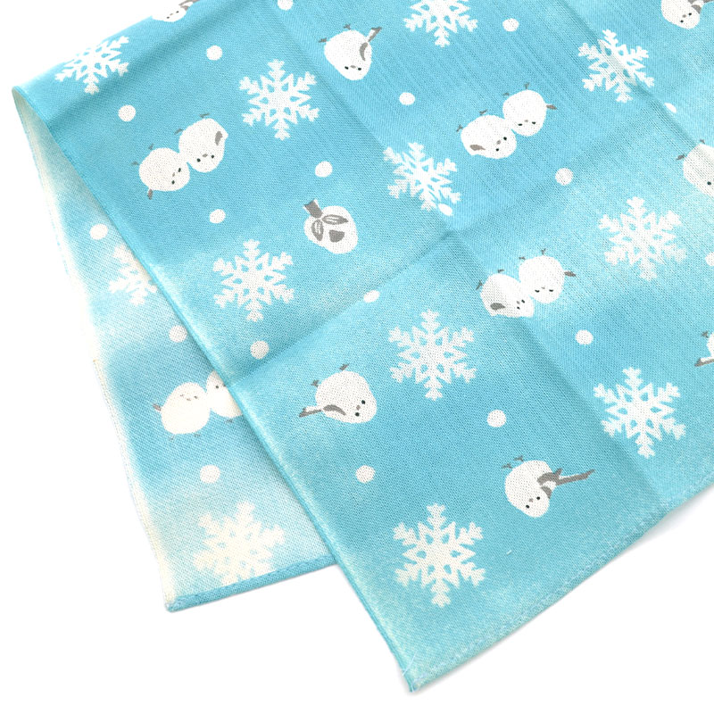 てぬぐいのはんかち ★シマエナガと雪 ◆ゆうパケット対応◆ 【濱文様】