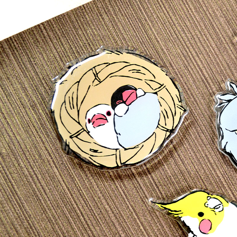 【ことりすまいる】アクリルスマホグリップ ★文鳥　◆ゆうパケット対応◆ スマホ 落下防止 スマホアクセサリー スタンド