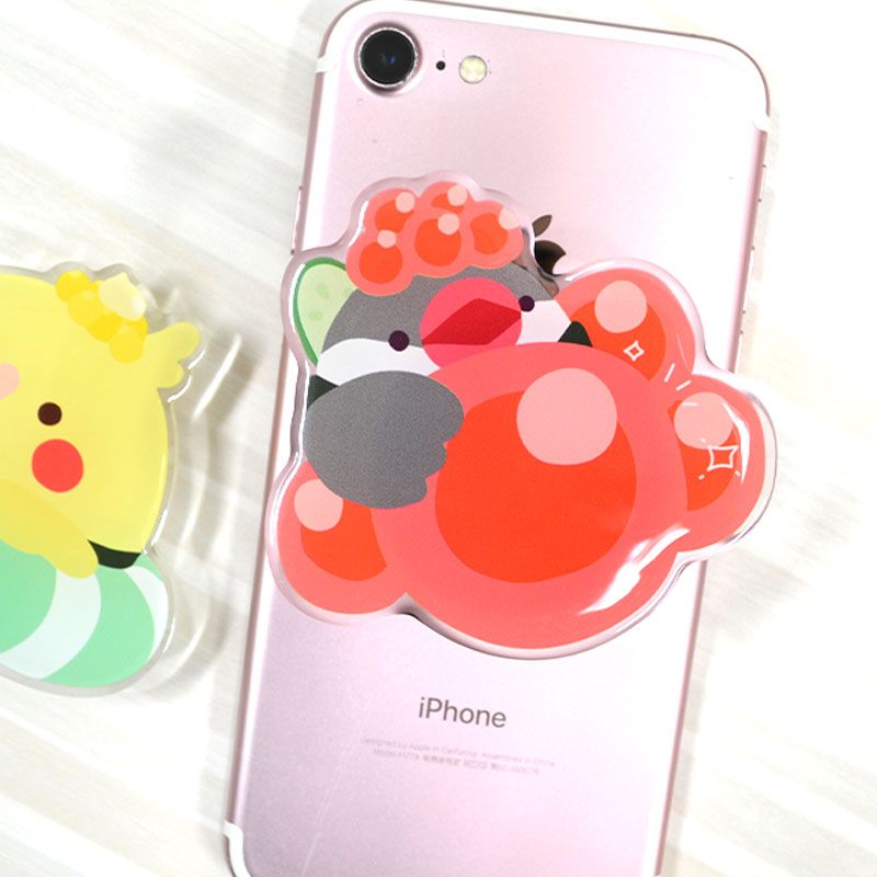 【ことりすし】アクリルスマホグリップ ★いくら　◆ゆうパケット対応◆ スマホ 落下防止 スマホアクセサリー スタンド