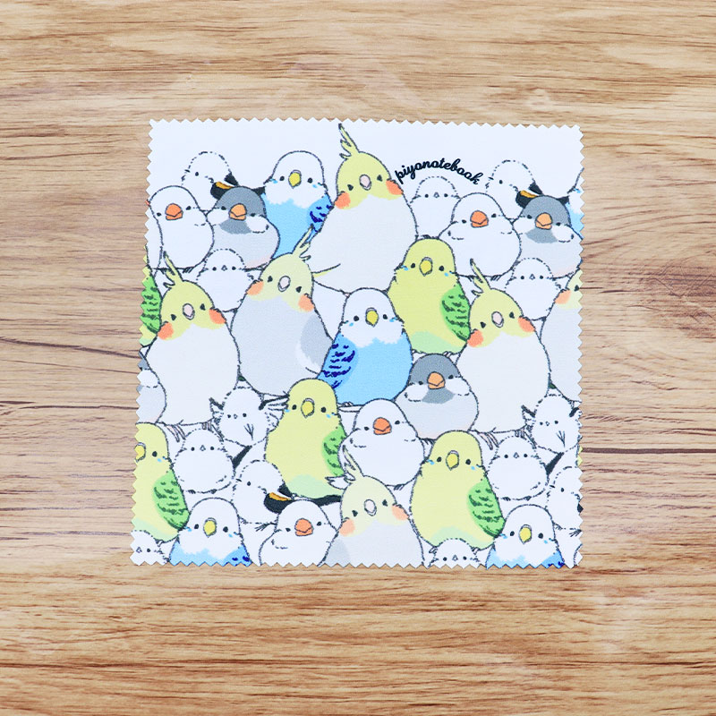 メガネ拭き シマエナガのインコと文鳥がいっぱい ◆ゆうパケット対応◆ オカメ セキセイ 【ぴよ手帖】