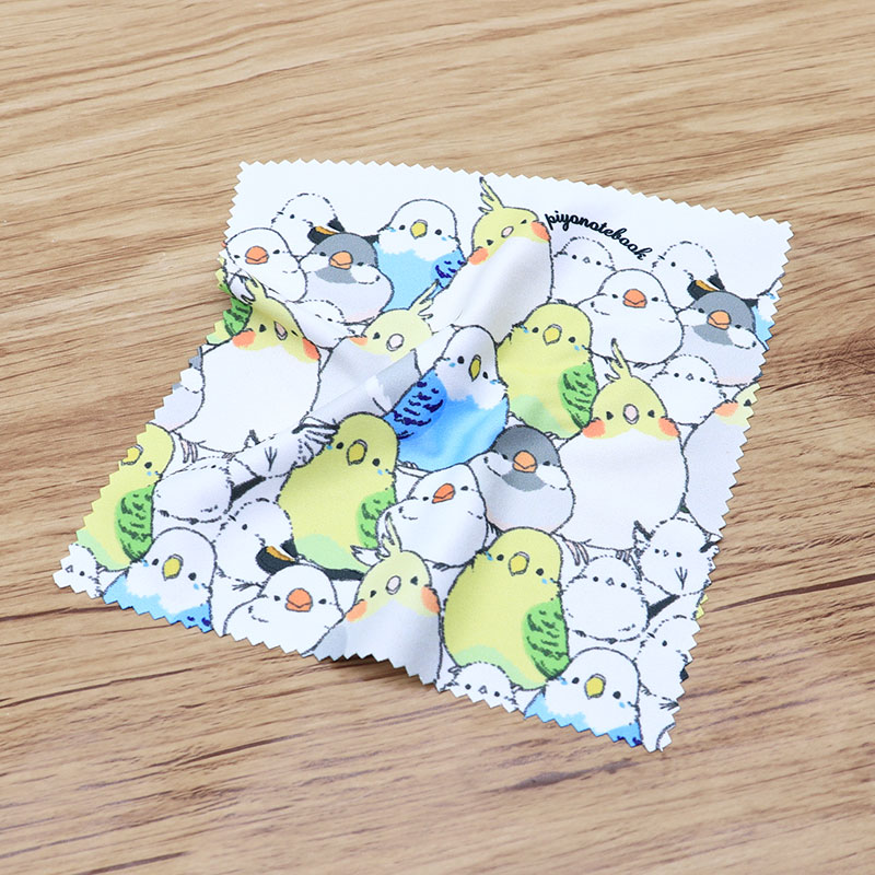 メガネ拭き シマエナガのインコと文鳥がいっぱい ◆ゆうパケット対応◆ オカメ セキセイ 【ぴよ手帖】