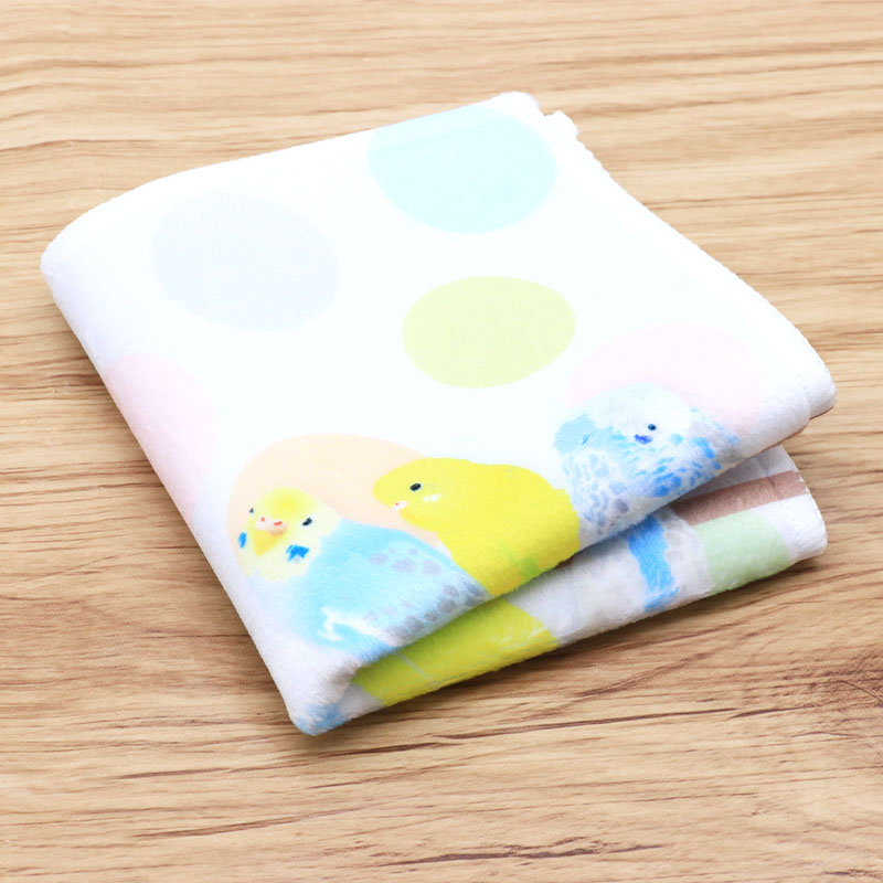 ミニハンドタオル パステルカラーズ ◆ゆうパケット対応◆ セキセイインコ 【ぴよ手帖】