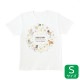 Tシャツ　ことりとおはな　文鳥　Sサイズ　男女兼用 ユニセックス ことり 小鳥 雑貨 グッズ ティーシャツ 半そで 半袖 クルーネック 丸首 夏服 活動着 花柄 鳥柄 プリント イラスト アニマル 白地 綿100％ コットン【BIRDSTORY】
