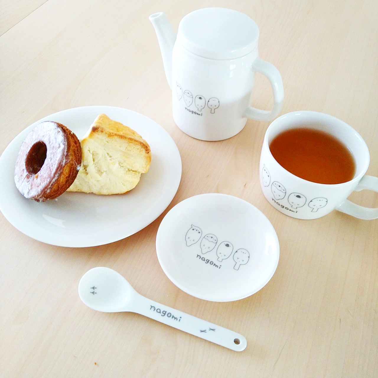 【なごみシリーズ】《単品》陶器スプーン　★あしあと　(鳥ミックス)　◆ゆうパケット対応◆　オカメインコ　セキセイインコ　文鳥　シマエナガ