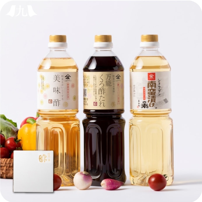 【送料無料】 万能調酢3本セット(万能くろ酢たれ1000ml ・美味酢1000ml ・南蛮漬けの素1000ml）くろ酢）　調味料 ギフト 簡単調理 穀物酢 健康 手土産 お中元 お歳暮 帰省暮