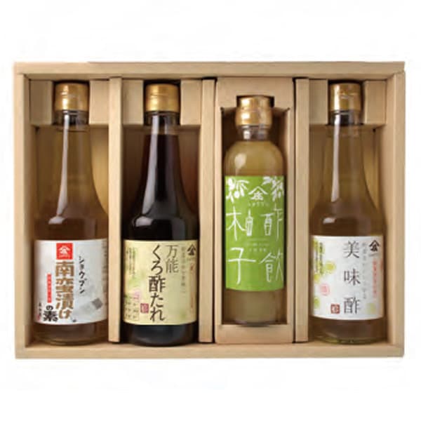 【送料無料】 ビネガードリンク 4本セット 飲む酢柚子+南蛮漬の素・美味酢・くろ酢たれ　お歳暮　帰省暮