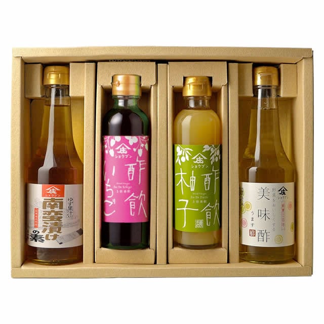 【送料無料】 ビネガードリンク4本セット （南蛮漬けの素・酢飲いちご・酢飲柚子・美味酢）　お歳暮　帰省暮