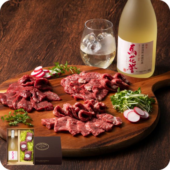「馬刺し＋焼酎 晩酌セット（松）」 冷凍便 馬肉 詰め合わせ【送料無料】 お歳暮 帰省暮