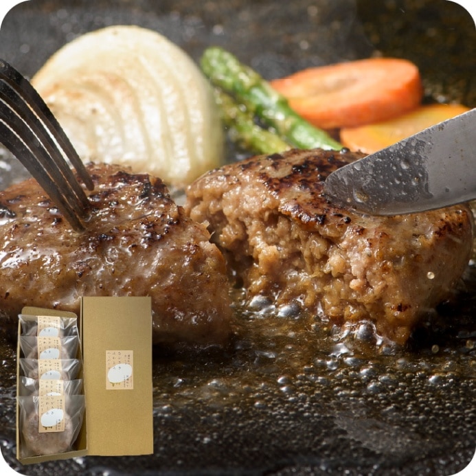 産地直送【ながさきふわトロハンバーグ 5個入（簡易箱）】総理大臣賞受賞 銘柄牛 ジューシー 肉汁 食べごたえ やわらか合挽 のし化粧箱 付 豪華 冷凍 日本一 諫早のお肉屋さん 送料無料