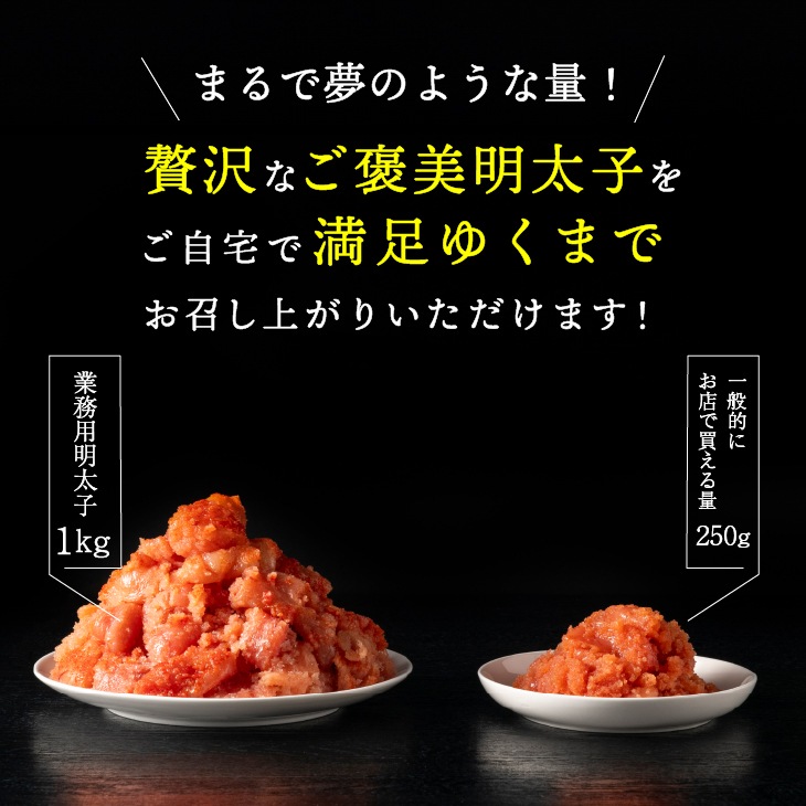 産地直送【大容量 減塩 博多 辛子 めんたいこ 無着色 1kg（250g