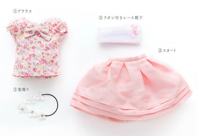 花柄ブラウス&シャンタンスカートセット