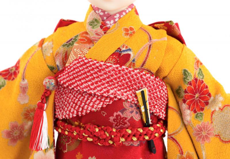 着物9点セット(鞠に桜・黄) | あや,着物 | 人形工房松寿オフィシャル