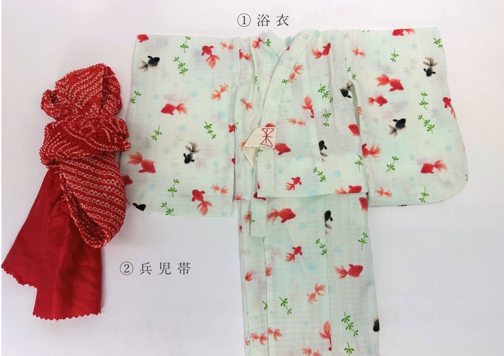 浴衣セット 金魚（水色） | あや,浴衣 | 人形工房松寿