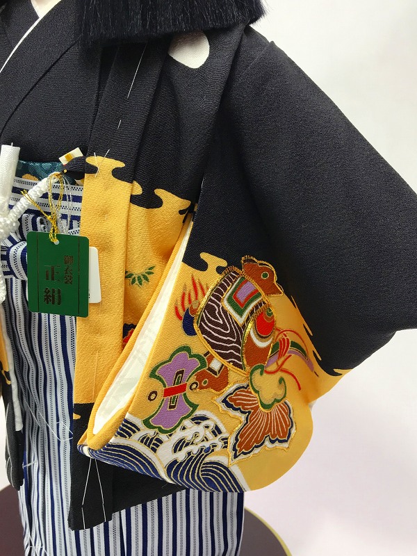 12号 正絹一越熨斗目 市松人形（男）