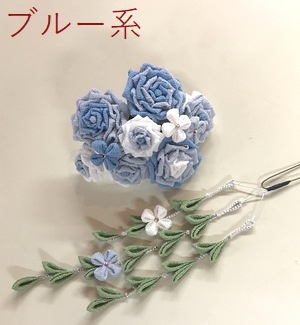 つまみ細工の髪飾り２点セット（全５色）