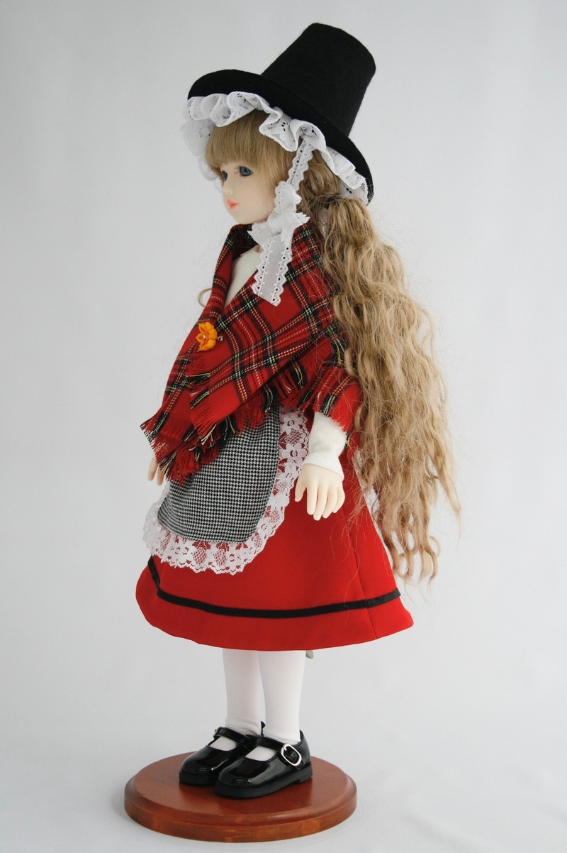 アンティークビクトリアンスタイル 人形 赤と白のチェック柄 イギリス | あや,一点もの | 人形工房松寿オフィシャル通販サイト