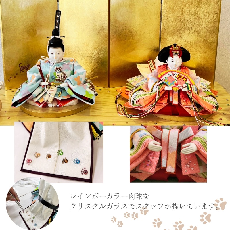 五寸<BR>おぼこ雛（にゃんびな）親王飾り