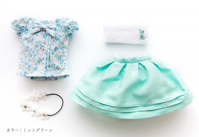 花柄ブラウス&シャンタンスカートセット