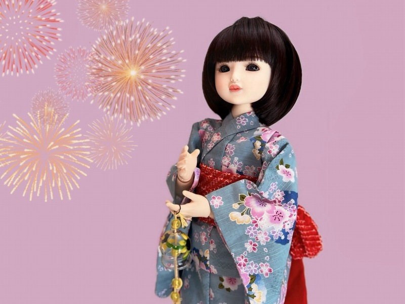 浴衣セット 桜（水色） | すべての商品 | 人形工房松寿