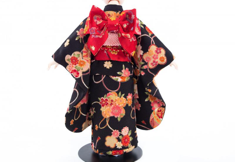 鞠に桜の着物9点セット(鞠に桜・黒)