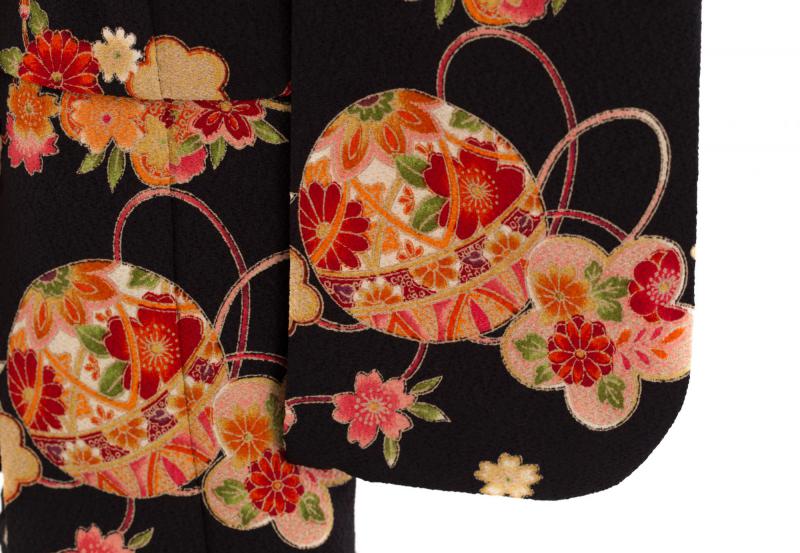 鞠に桜の着物9点セット(鞠に桜・黒) | あや,着物 | 人形工房松寿