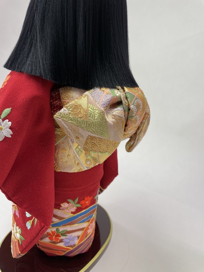 12号 正絹金通し金彩京刺繍 市松人形