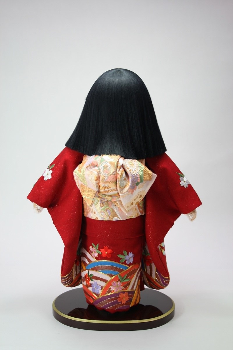 12号 正絹金通し金彩京刺繍 市松人形