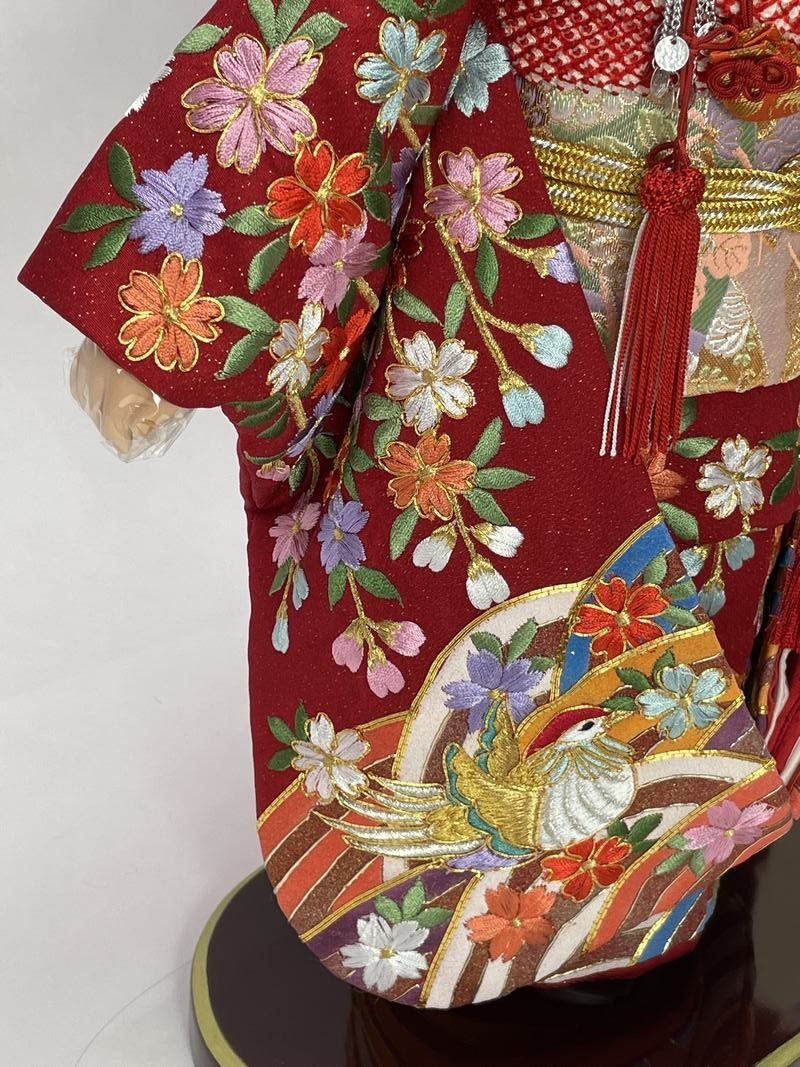 12号 正絹金通し金彩京刺繍 市松人形