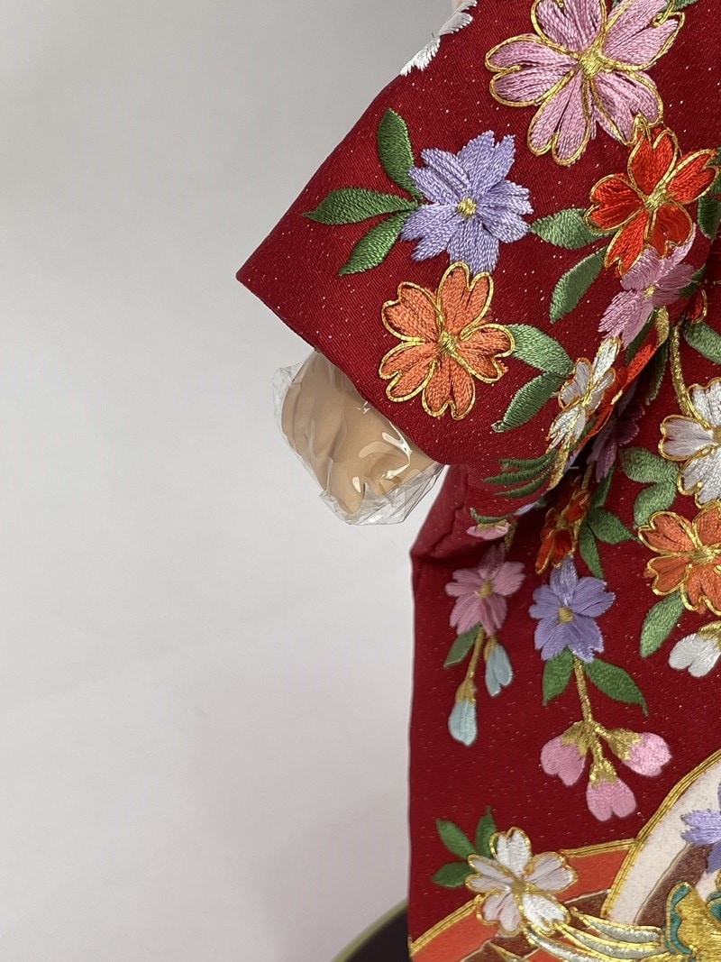 12号 正絹金通し金彩京刺繍 市松人形