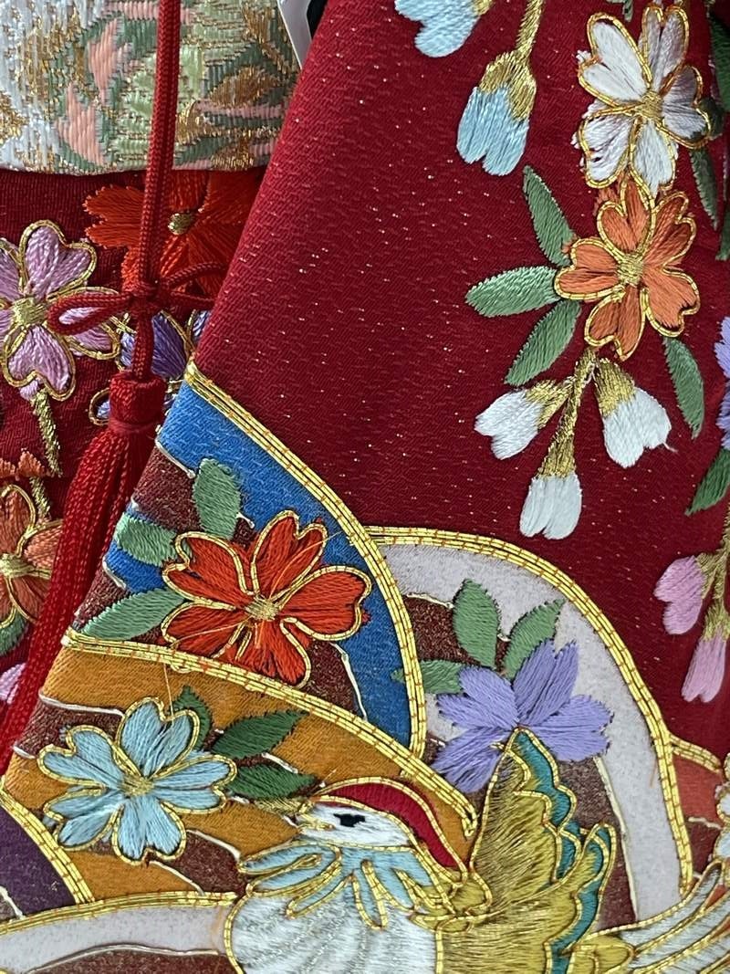 12号 正絹金通し金彩京刺繍 市松人形