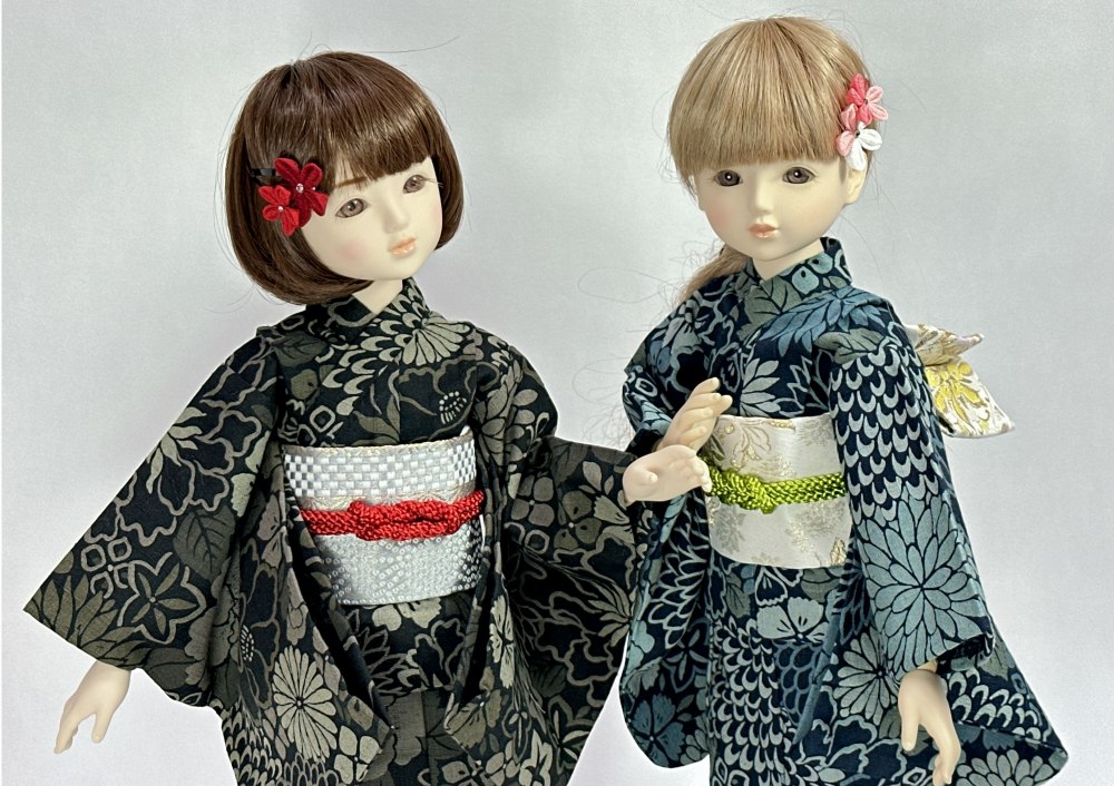 浴衣セット 牡丹と菊 (全2色)