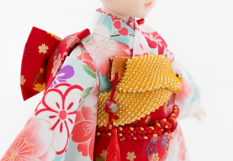 着物9点セット(鞠と扇に桜・水色)
