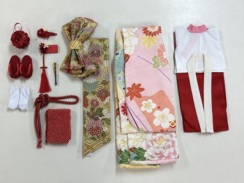 正絹着物セット(クリーム地・牡丹)