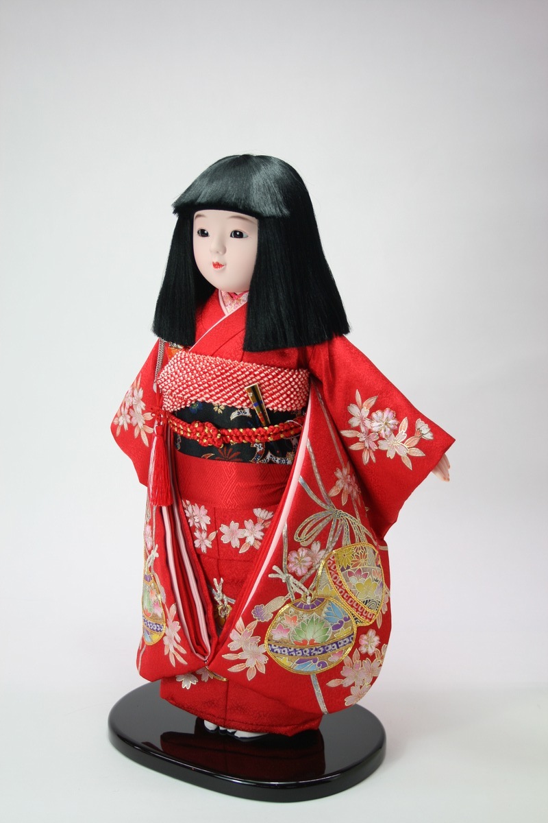 12号 切嵌金彩京刺繍  市松人形