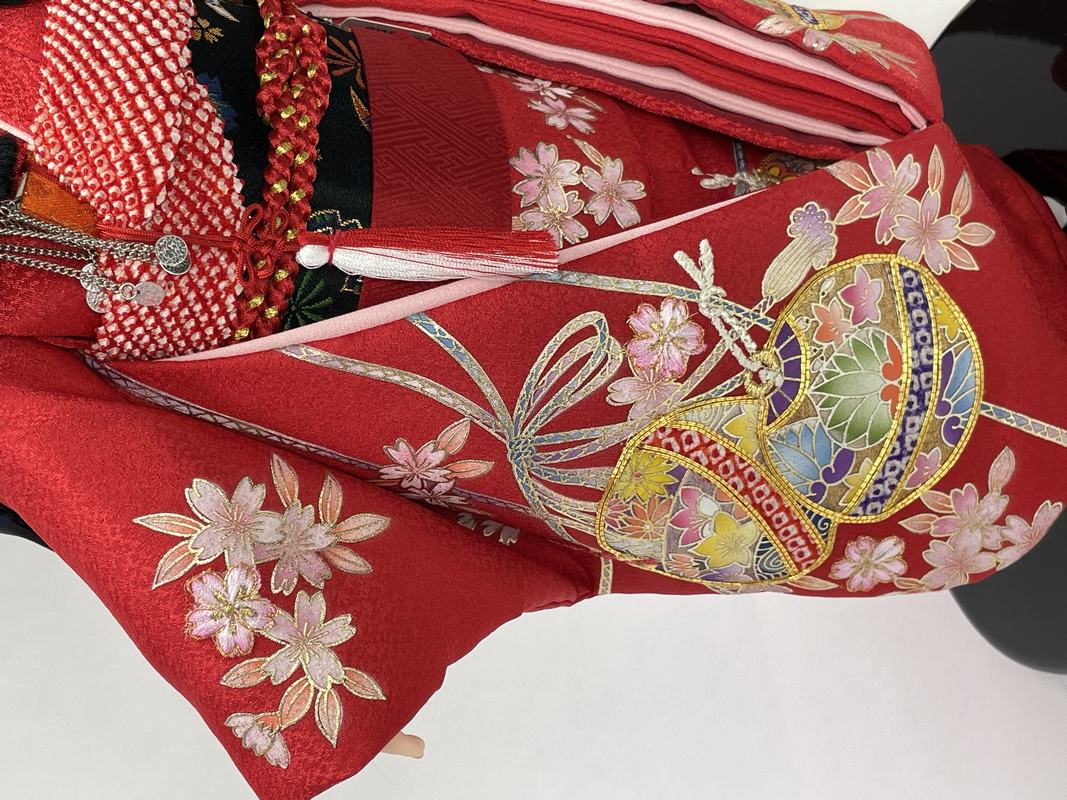 ＊ 市松人形 12号 着物 セット アンティーク 縮緬 刺繍 帯 ＊ 大正 12号 切嵌金彩京刺繍 市松人形 | 市松人形,12号 | 人形工房松寿