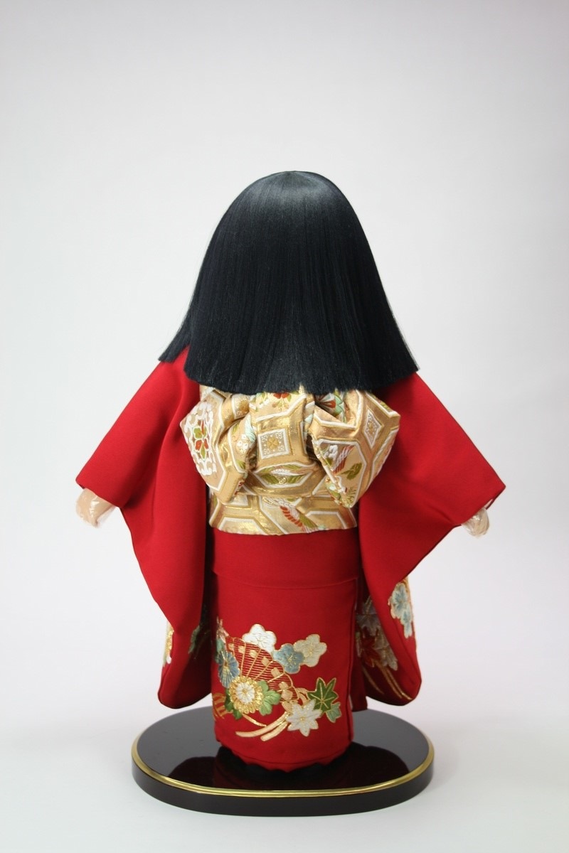 市松人形 市松人形 元賀章介 12号尺二正絹別染め くす玉 台 女の子 上品