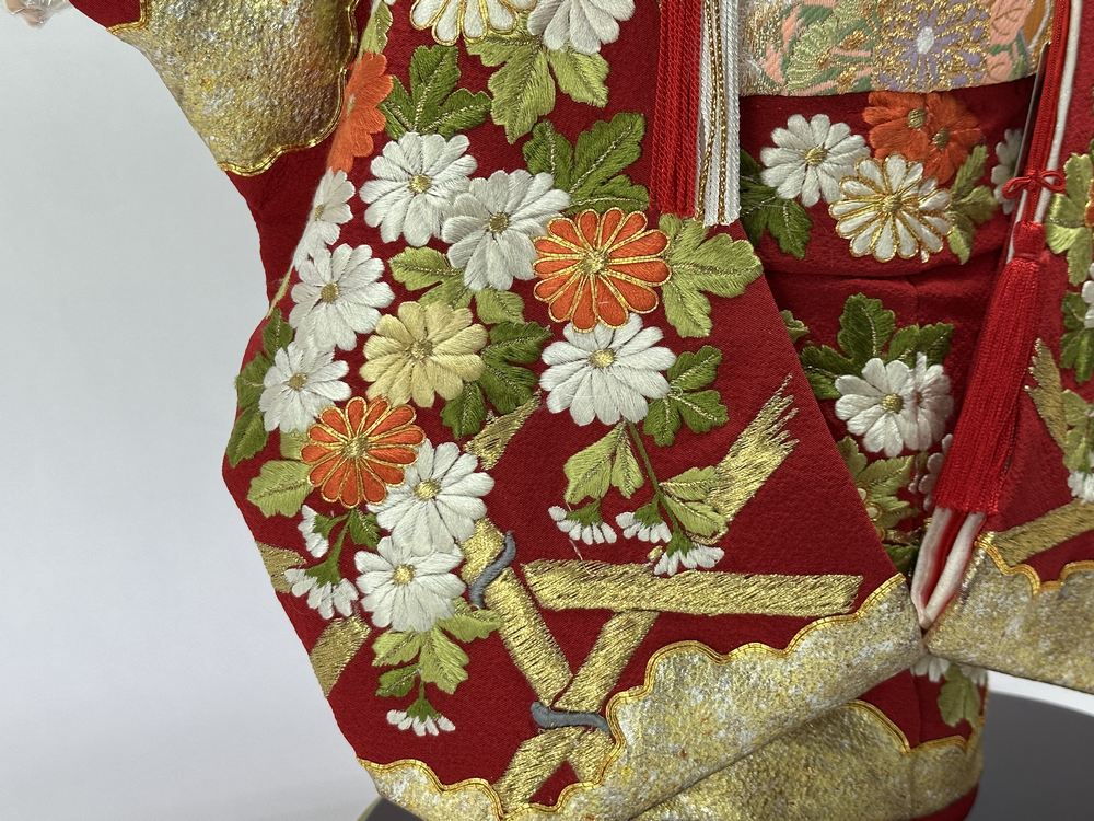 12号 正絹 摺り箔京刺繍 市松人形