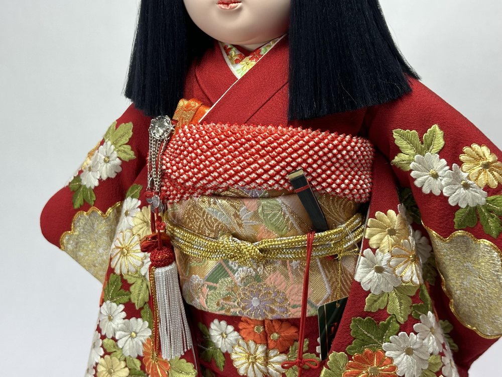12号 正絹 摺り箔京刺繍 市松人形