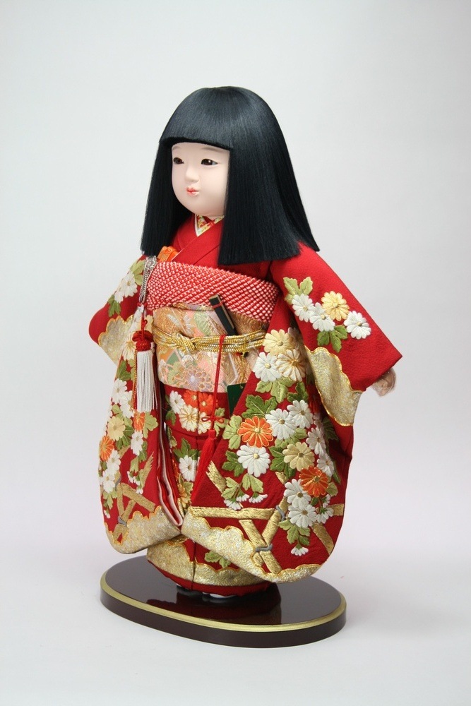 12号 正絹 摺り箔京刺繍 市松人形