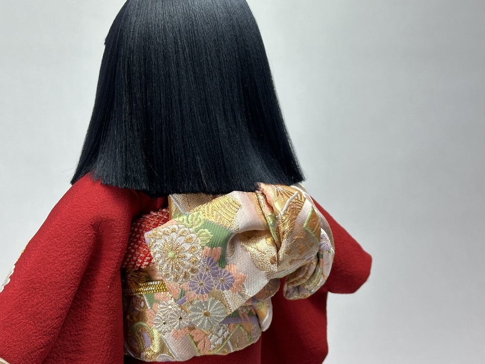 12号 正絹 摺り箔京刺繍 市松人形
