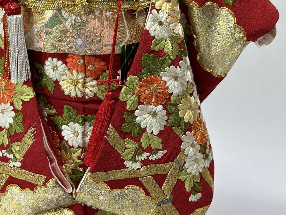 12号 正絹 摺り箔京刺繍 市松人形