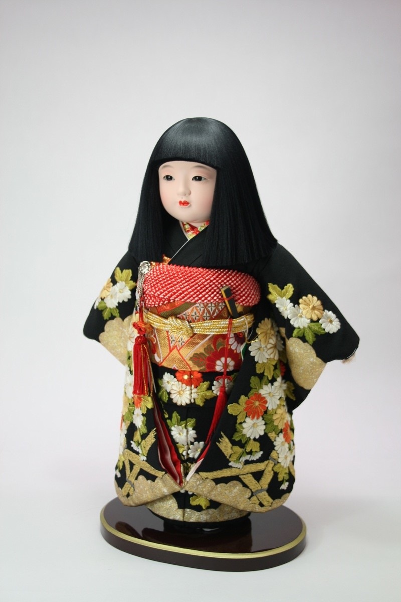 12号 正絹 摺り箔京刺繍 市松人形