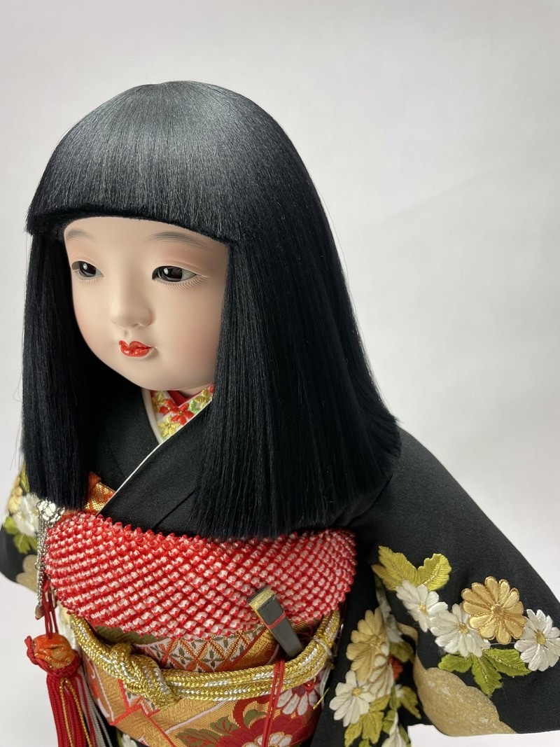 12号 正絹 摺り箔京刺繍 市松人形