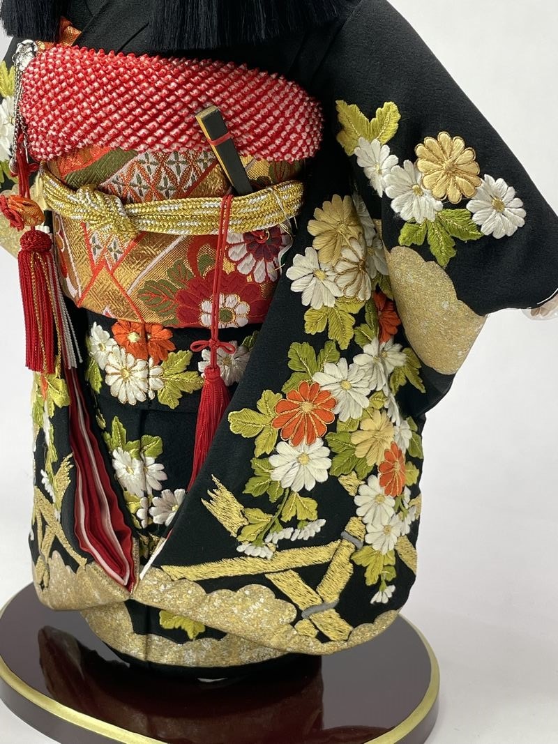 12号 正絹 摺り箔京刺繍 市松人形