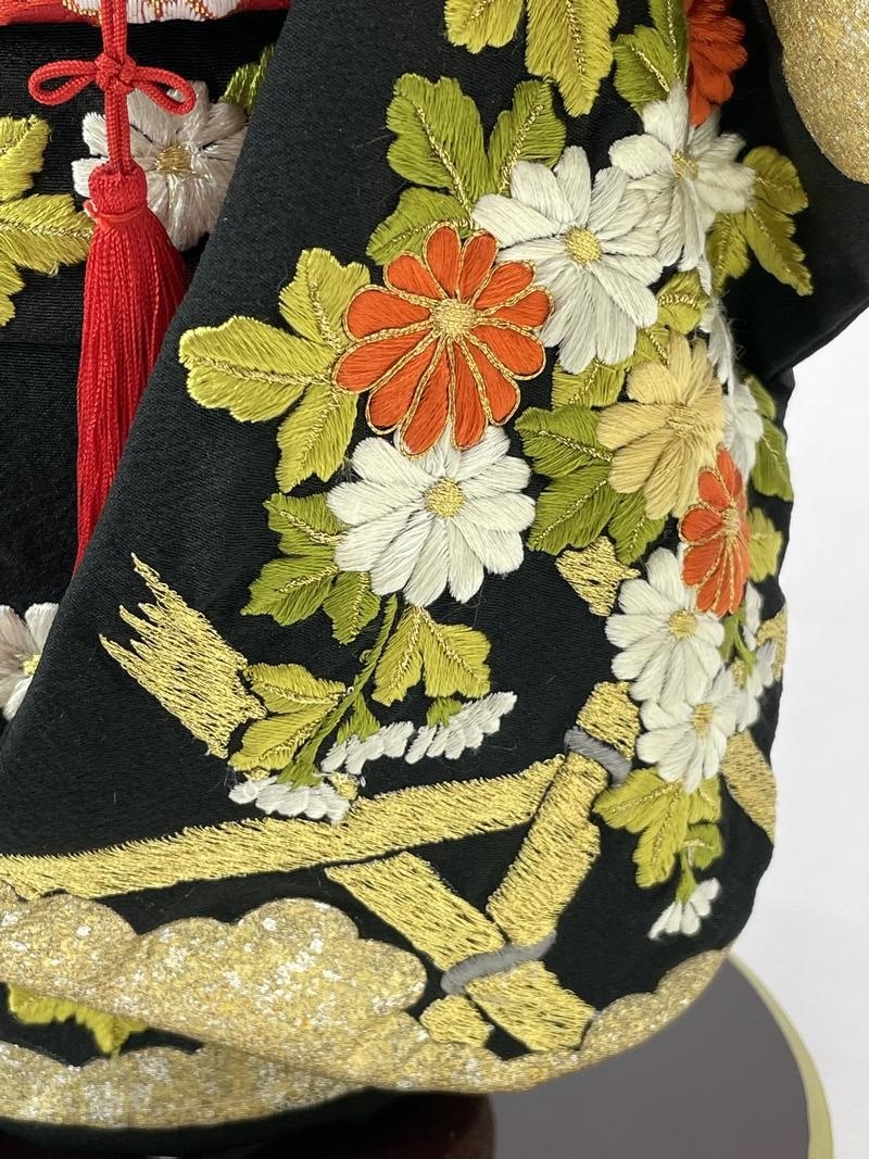 12号 正絹 摺り箔京刺繍 市松人形